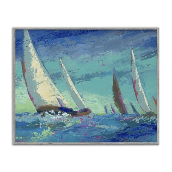 Stupell Industries Abstract Expression Regatta Gray Framed Giclee Art, design by Beth A. Forst