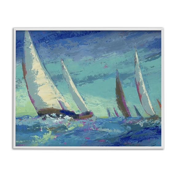 Stupell Industries Abstract Expression Regatta White Framed Giclee Art, design by Beth A. Forst