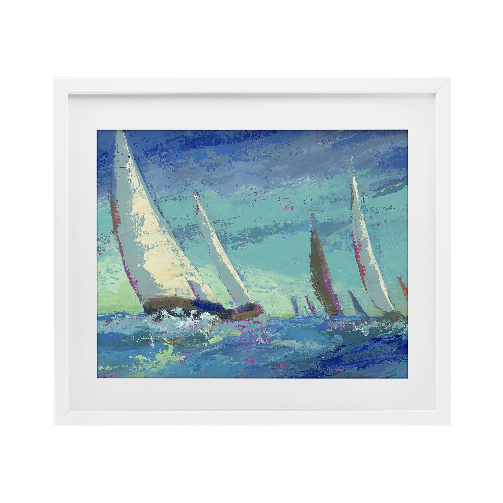 Stupell Industries Abstract Expression Regatta White Framed Print Under Glass, design by Beth A. Forst
