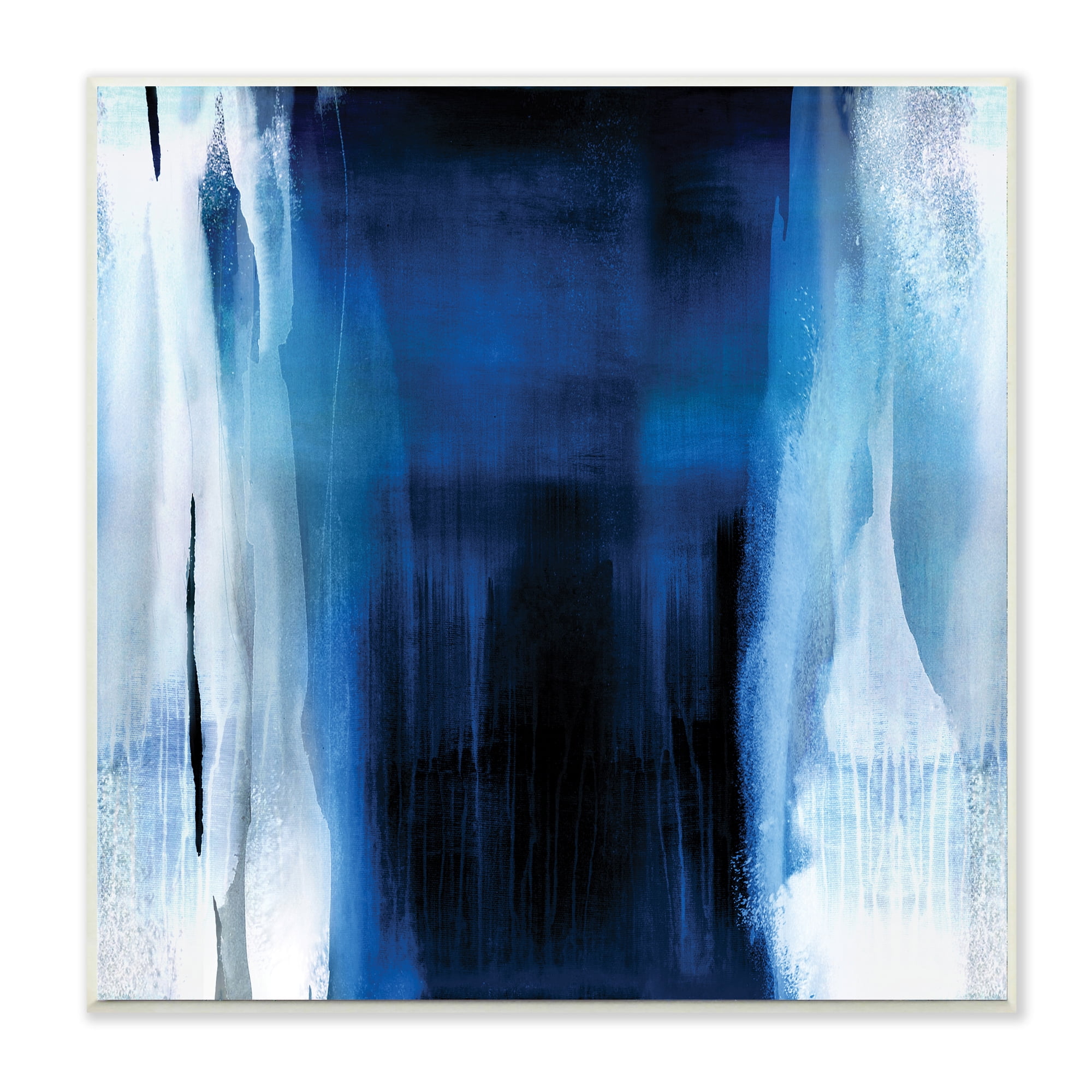Stupell Industries Abstract Expressive Paint Deep Blue White,12 x 12,Designed by Christine Wright