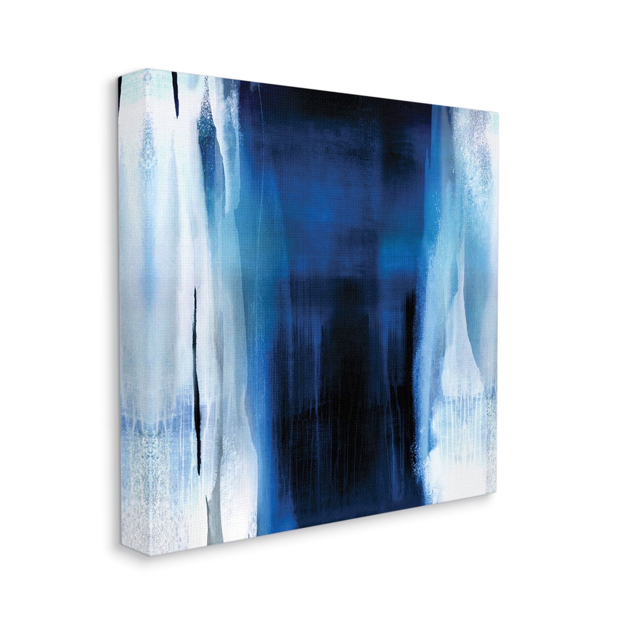 Stupell Industries Abstract Expressive Paint Deep Blue White Abstract Painting Gallery Wrapped Canvas Art Print Wall Art, 36 x 36