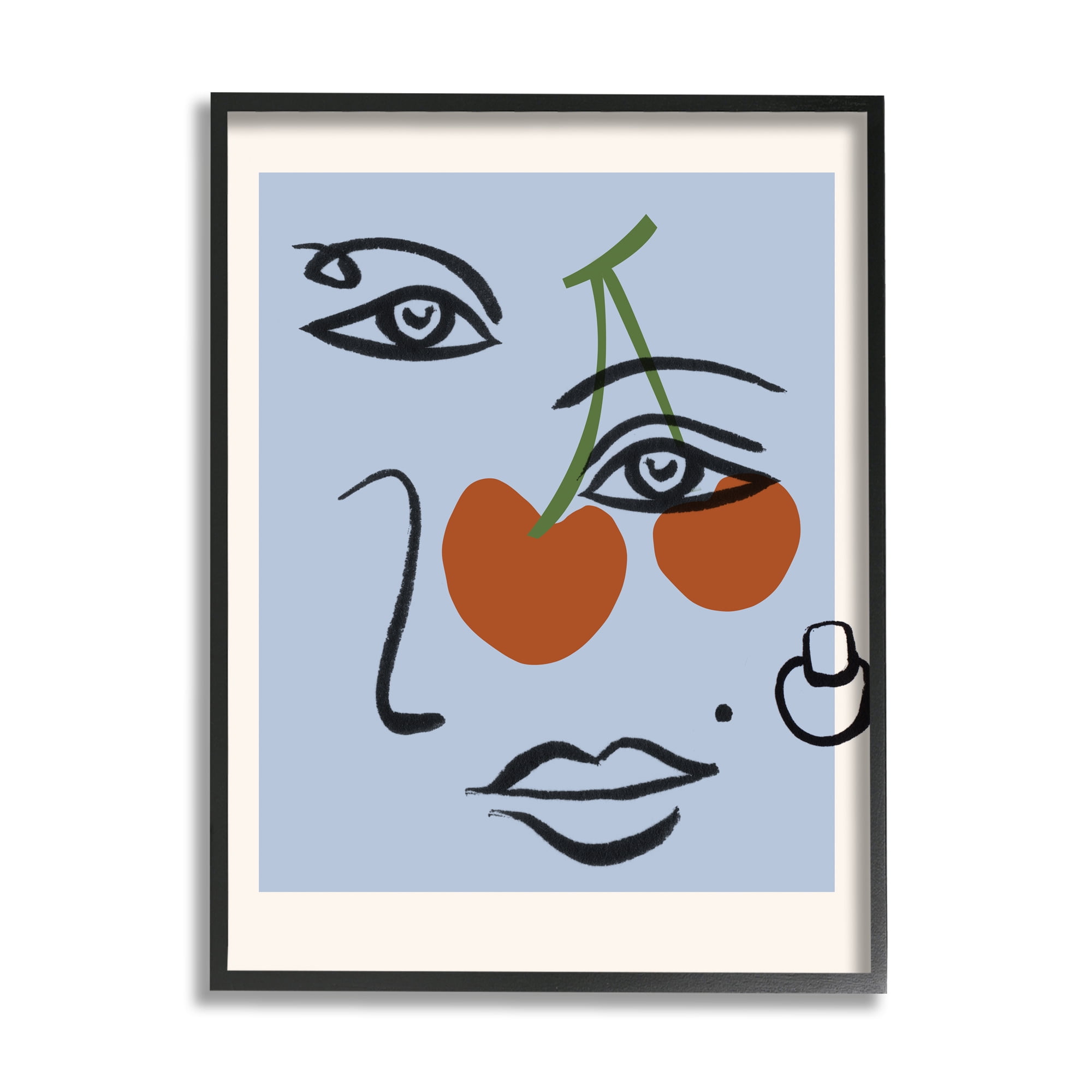 Stupell Industries Abstract Face Bold Cherries Purple Beauty Mark, 11 x 14, Designed by Melissa Wang