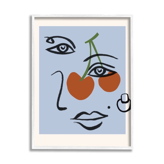 Stupell Industries Abstract Face Bold Cherries Purple Beauty Mark, 16 x 20, Designed by Melissa Wang