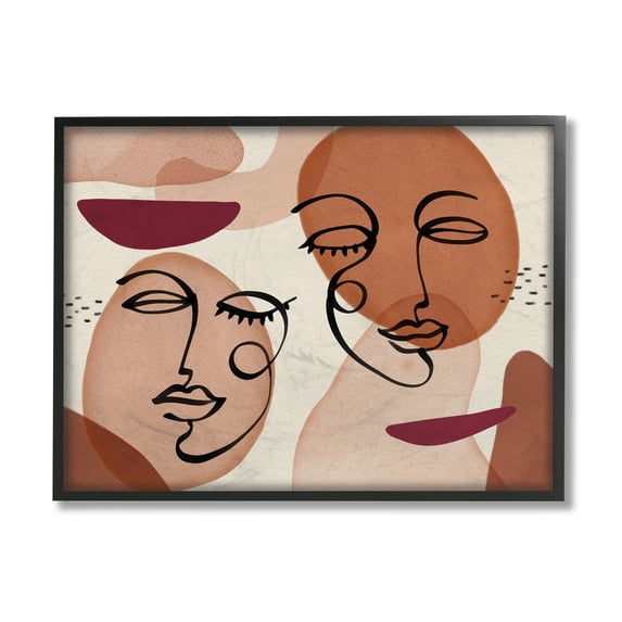 Stupell Industries Abstract Facial Features Warm Circular Shapes Black Framed by Ziwei Li