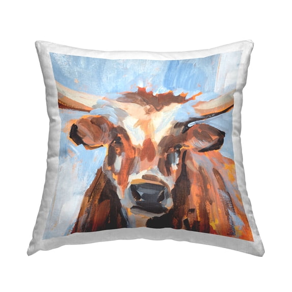 Stupell Industries Abstract Farm Cattle Square Decorative Printed Throw Pillow, 18 x 18