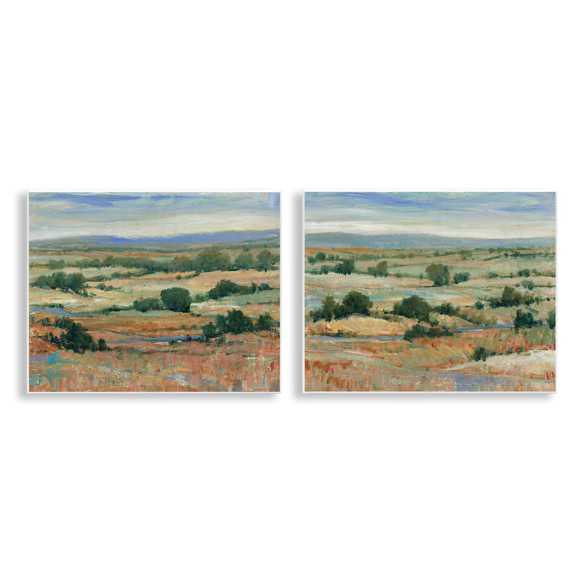 Stupell Industries Abstract Farm Field Landscape Landscape & Nature Painting Unframed Art Print Wall Art, 14 x 11, Set of 2