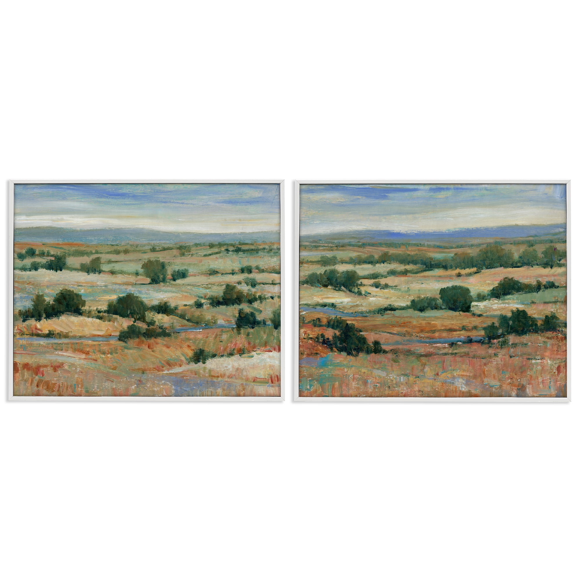 Stupell Industries Abstract Farm Field Landscape Landscape & Nature Painting White Framed Art Print Wall Art, 20 x 16, Set of 2