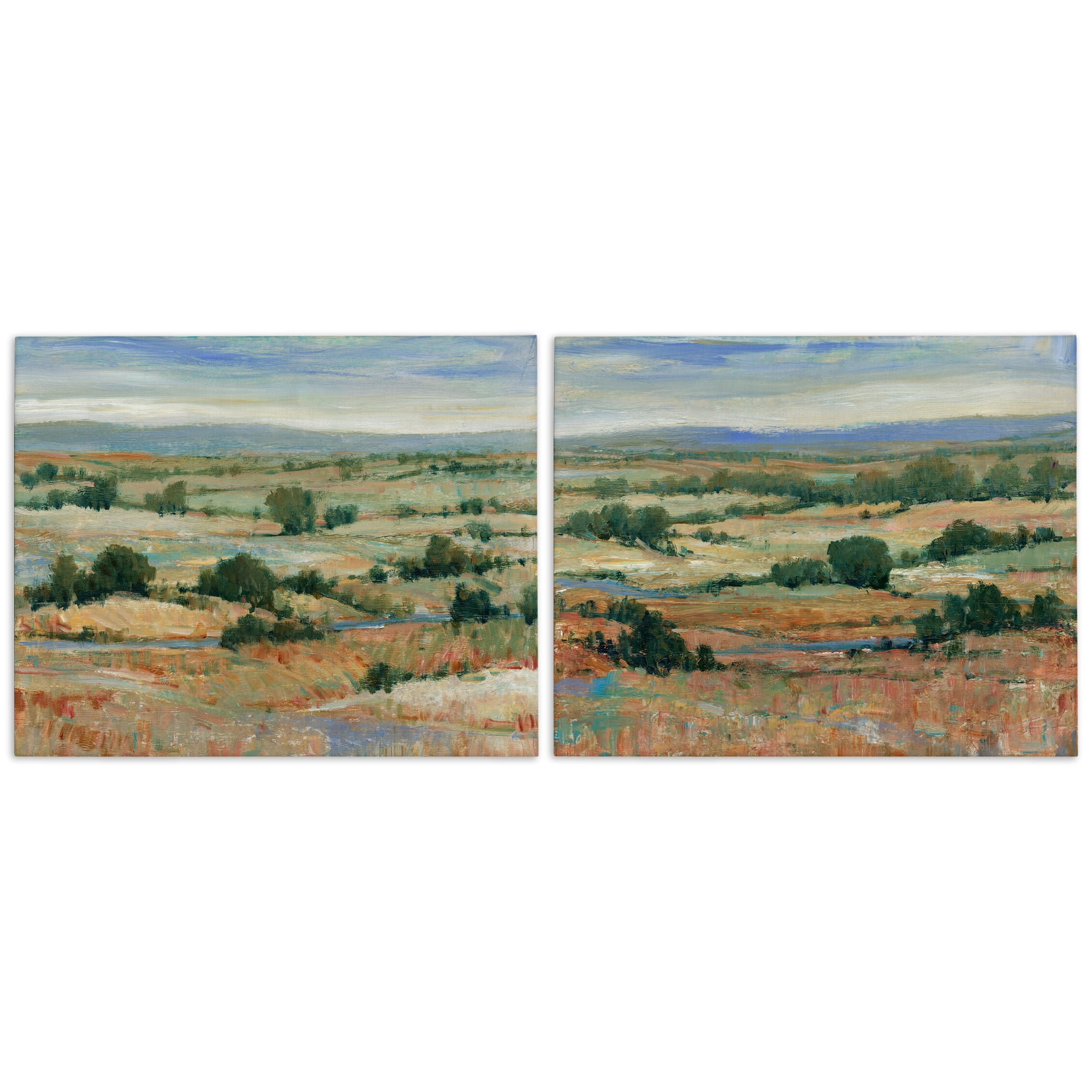 Stupell Industries Abstract Farm Field Landscape Landscape & Nature Painting Wrapped Canvas Art Print Wall Art, 30 x 24, Set of 2