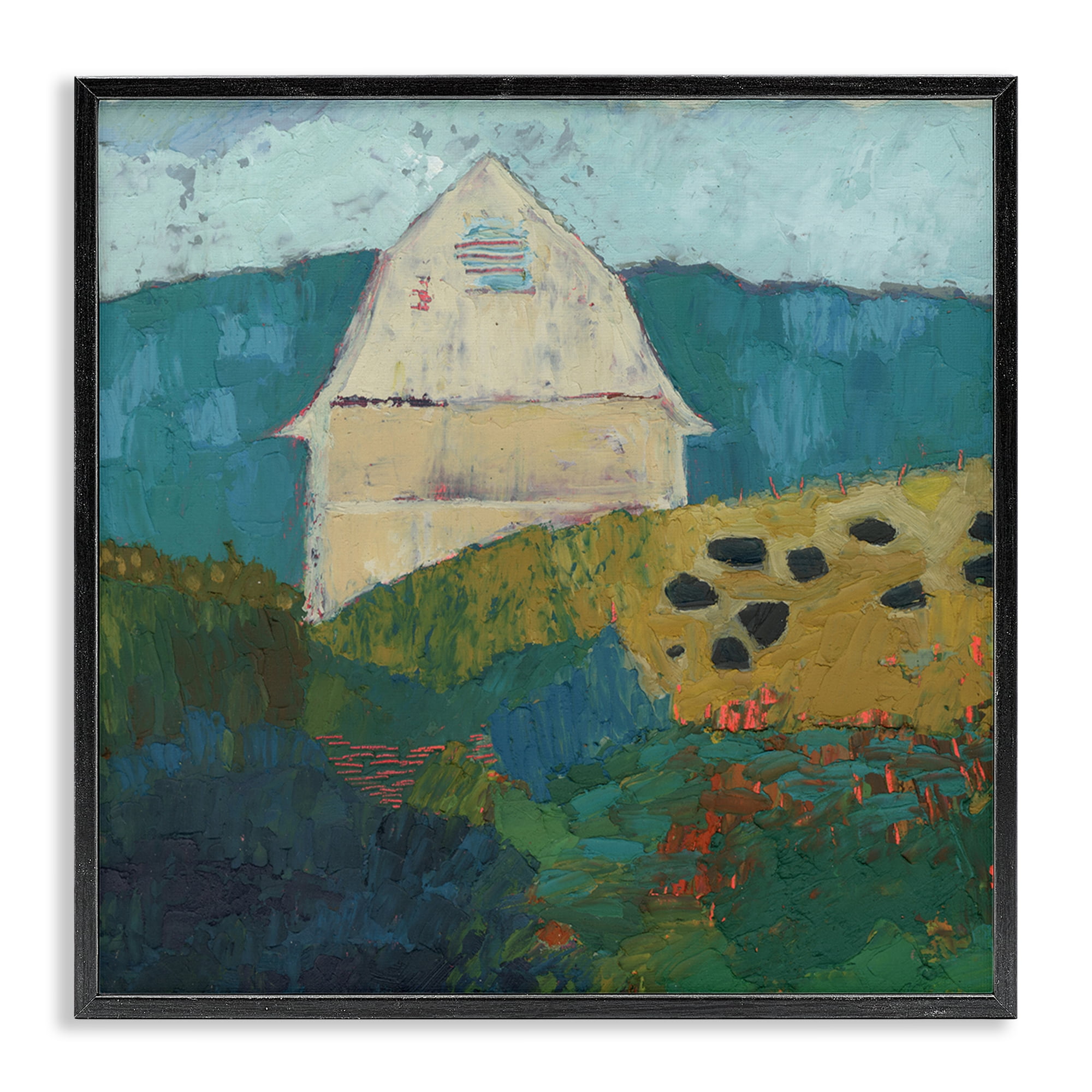 Stupell Industries Abstract Farm Impression Abstract Painting Black Framed Art Print Wall Art, 24 x 24