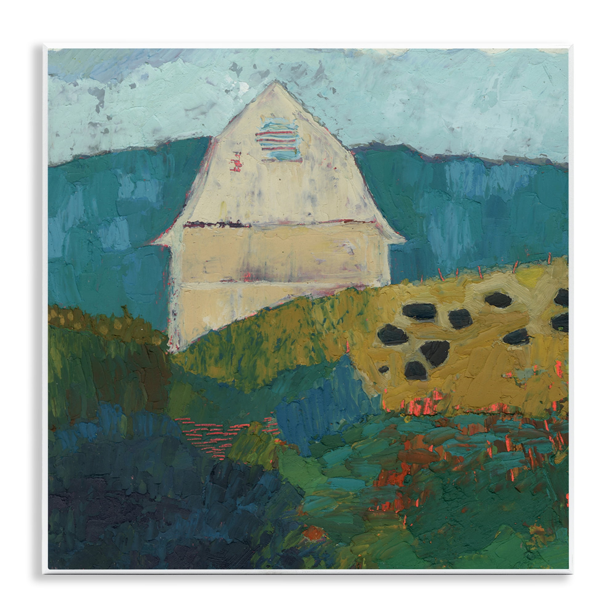 Stupell Industries Abstract Farm Impression Abstract Painting Unframed Art Print Wall Art, 12 x 12