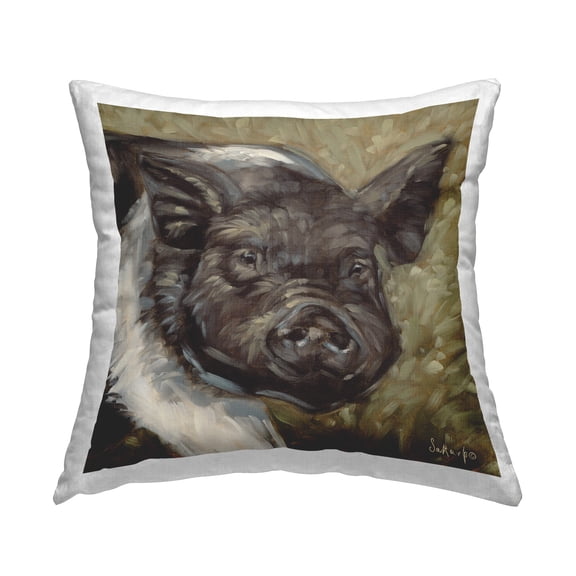 Stupell Industries Abstract Farm Pig Decorative Printed Throw Pillow Design by Sara G. Designs