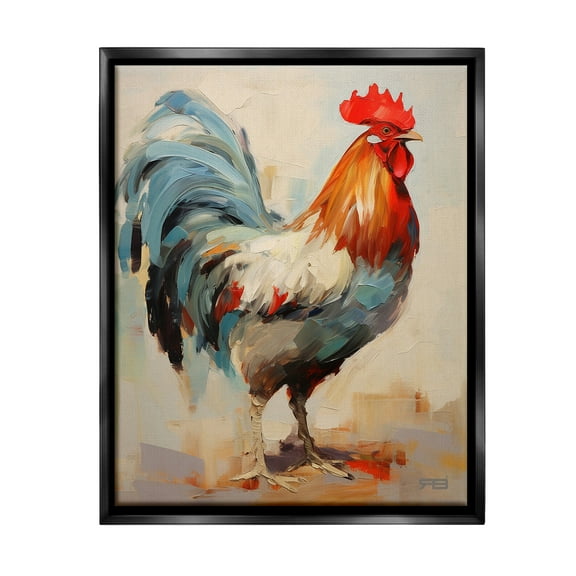 Stupell Industries Abstract Farmhouse Hen Animals & Insects Painting Black Floater Framed Canvas Art Print Wall Art, 17 x 21