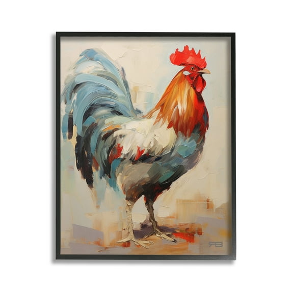 Stupell Industries Abstract Farmhouse Hen Animals & Insects Painting Black Framed Art Print Wall Art, 24 x 30