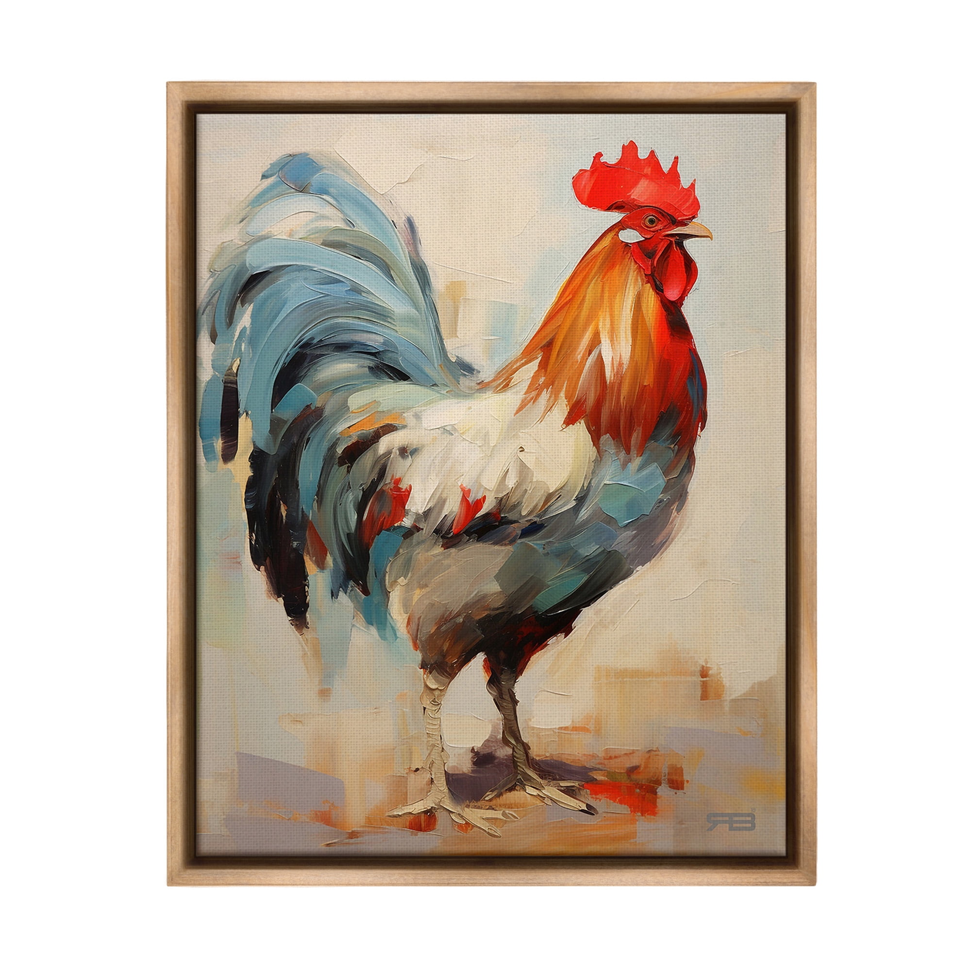 Stupell Industries Abstract Farmhouse Hen Animals & Insects Painting Brown Floater Framed Canvas Art Print Wall Art, 25 x 31