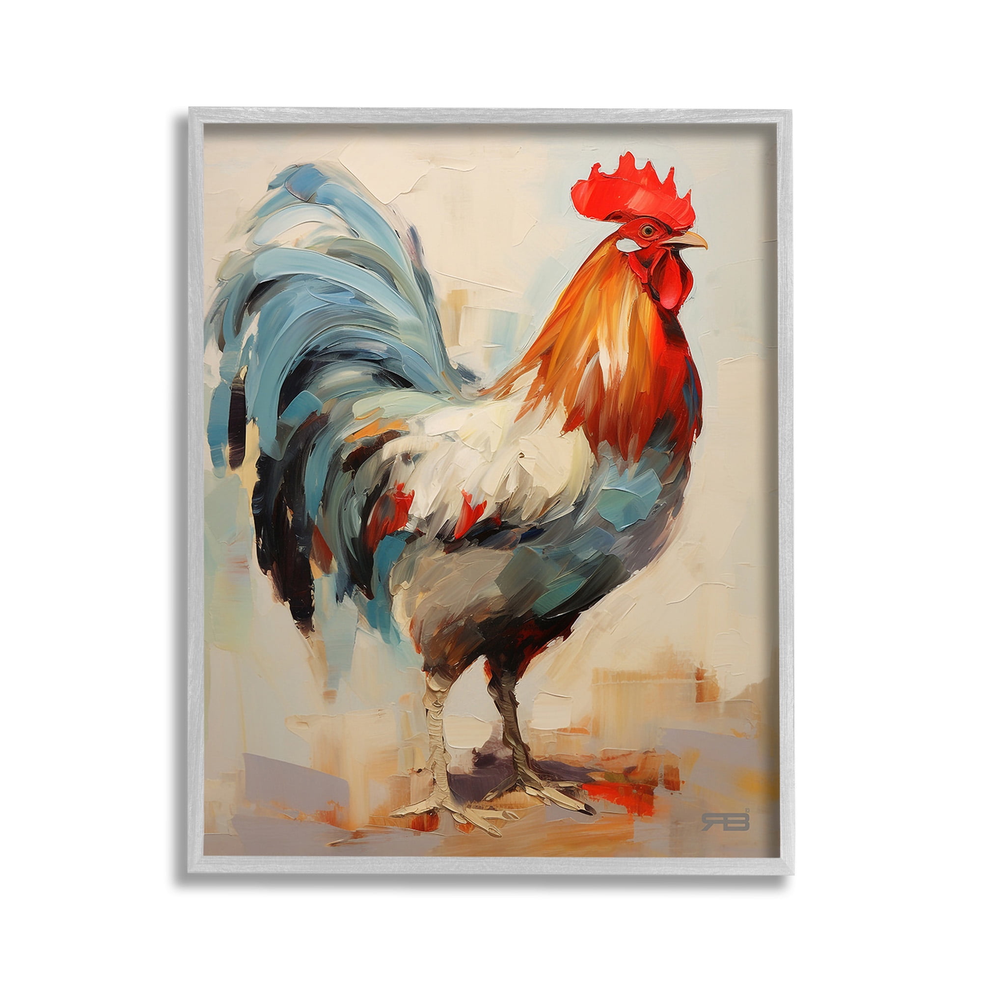 Stupell Industries Abstract Farmhouse Hen Animals & Insects Painting Gray Framed Art Print Wall Art, 11 x 14
