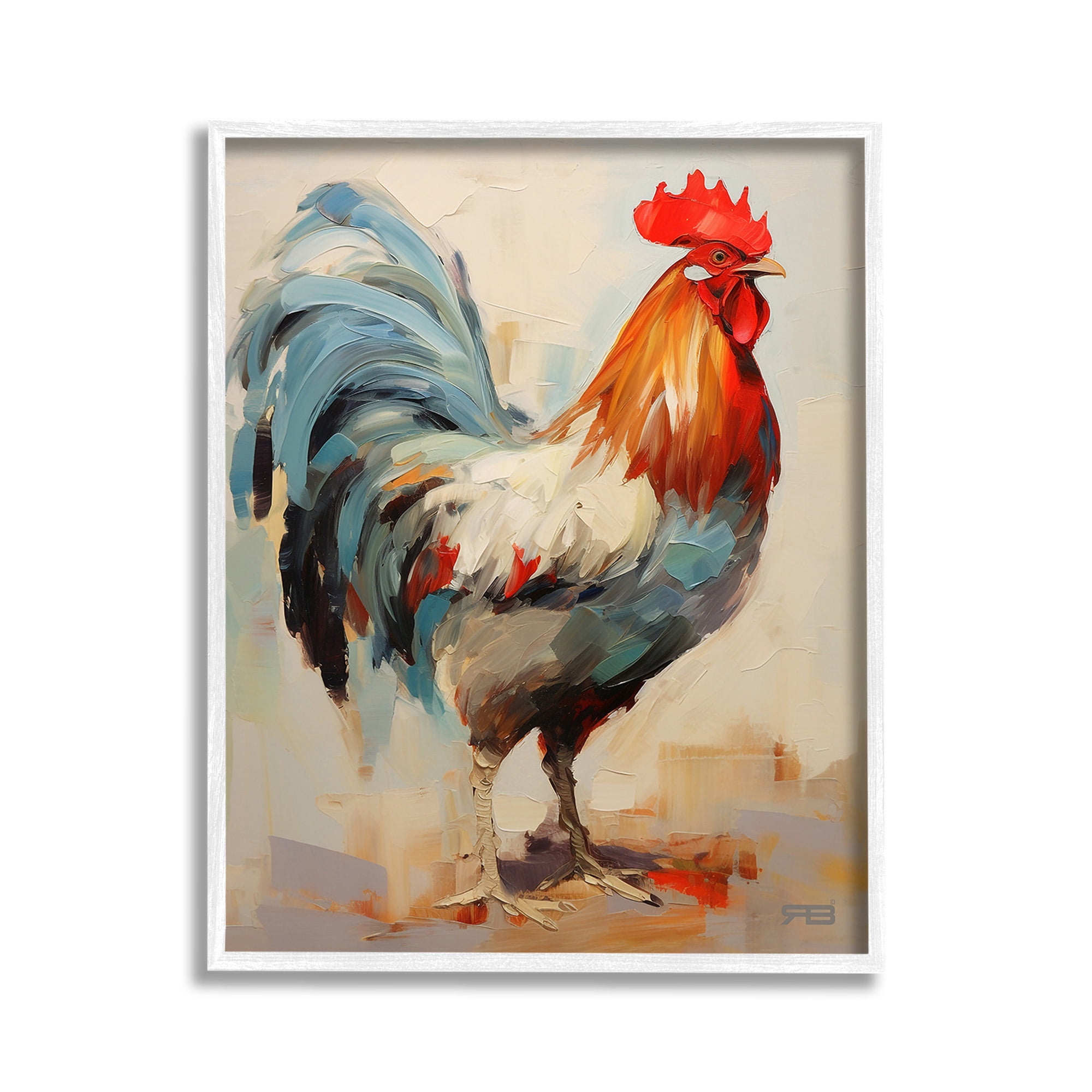 Stupell Industries Abstract Farmhouse Hen Animals & Insects Painting White Framed Art Print Wall Art, 11 x 14