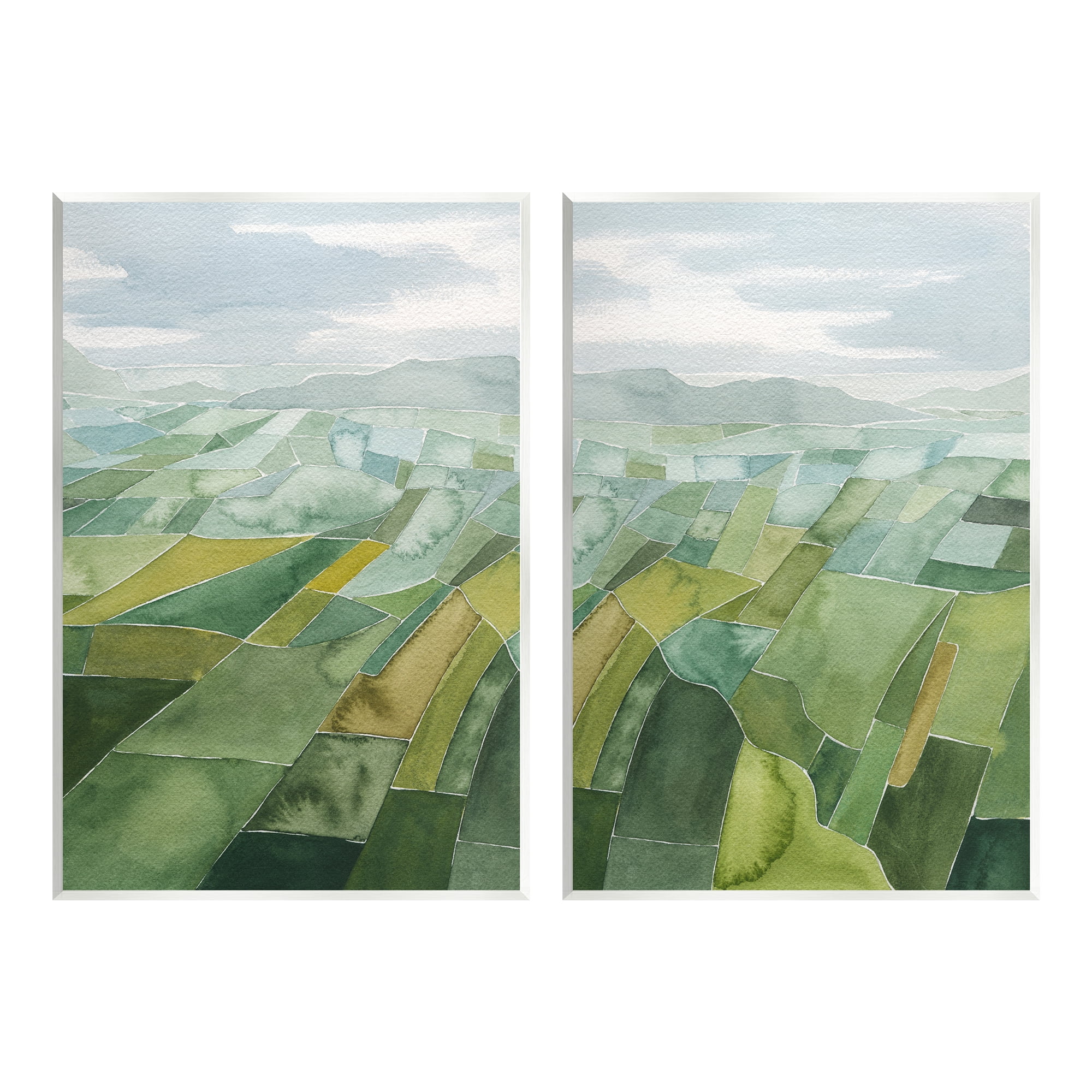 Stupell Industries Abstract Farmland Landscape Nature Painting Unframed Art Print Wall Art, 13 x 19, Set of 2
