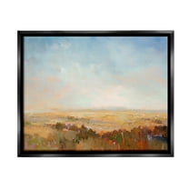 Stupell Industries Abstract Farmland Nature Landscape Painting Black Floater Framed Canvas Art Print Wall Art, 21 x 17