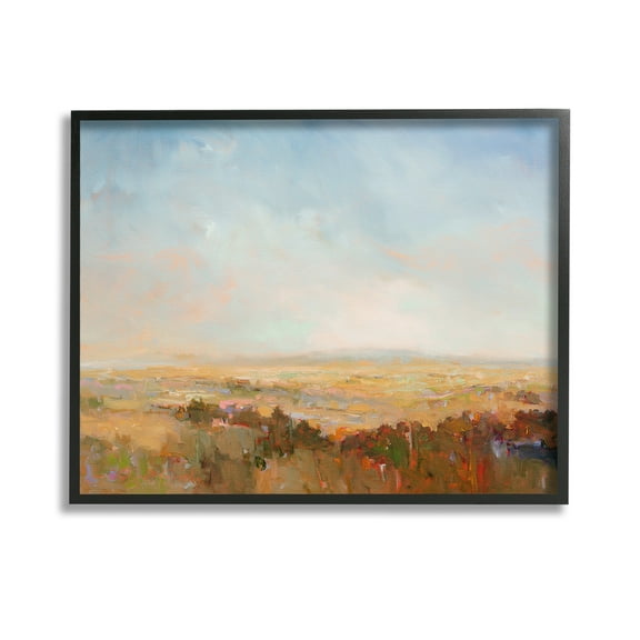 Stupell Industries Abstract Farmland Nature Landscape Painting Black Framed Art Print Wall Art, 14 x 11