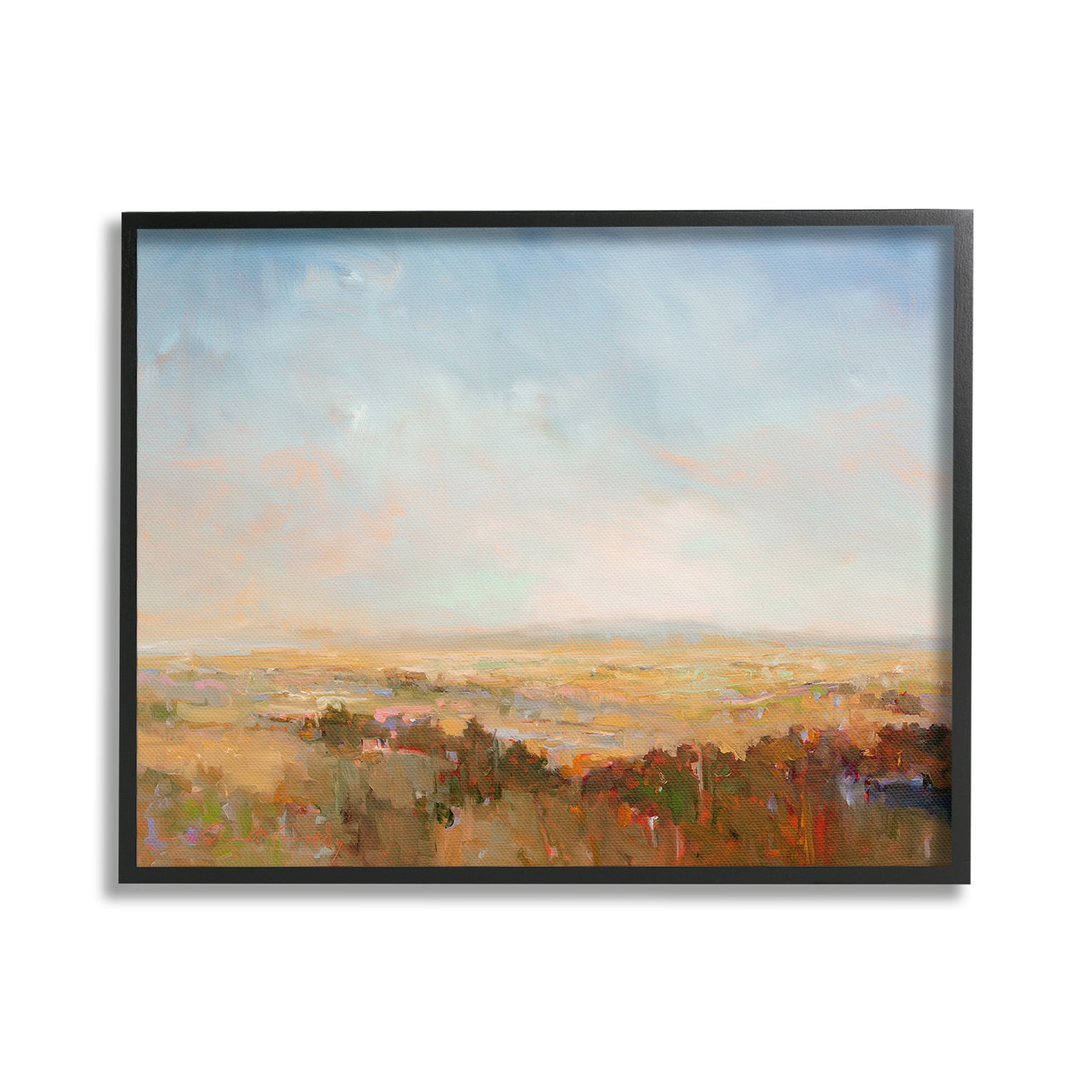 Stupell Industries Abstract Farmland Nature Landscape Painting Black Framed Art Print Wall Art, 20 x 16