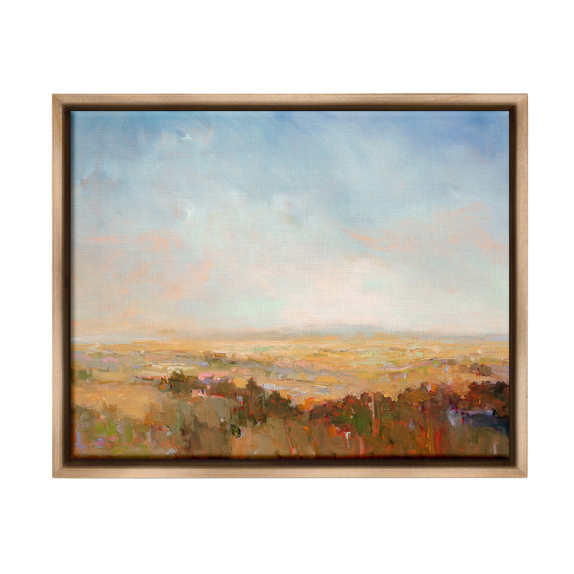 Stupell Industries Abstract Farmland Nature Landscape Painting Brown Floater Framed Canvas Art Print Wall Art, 31 x 25