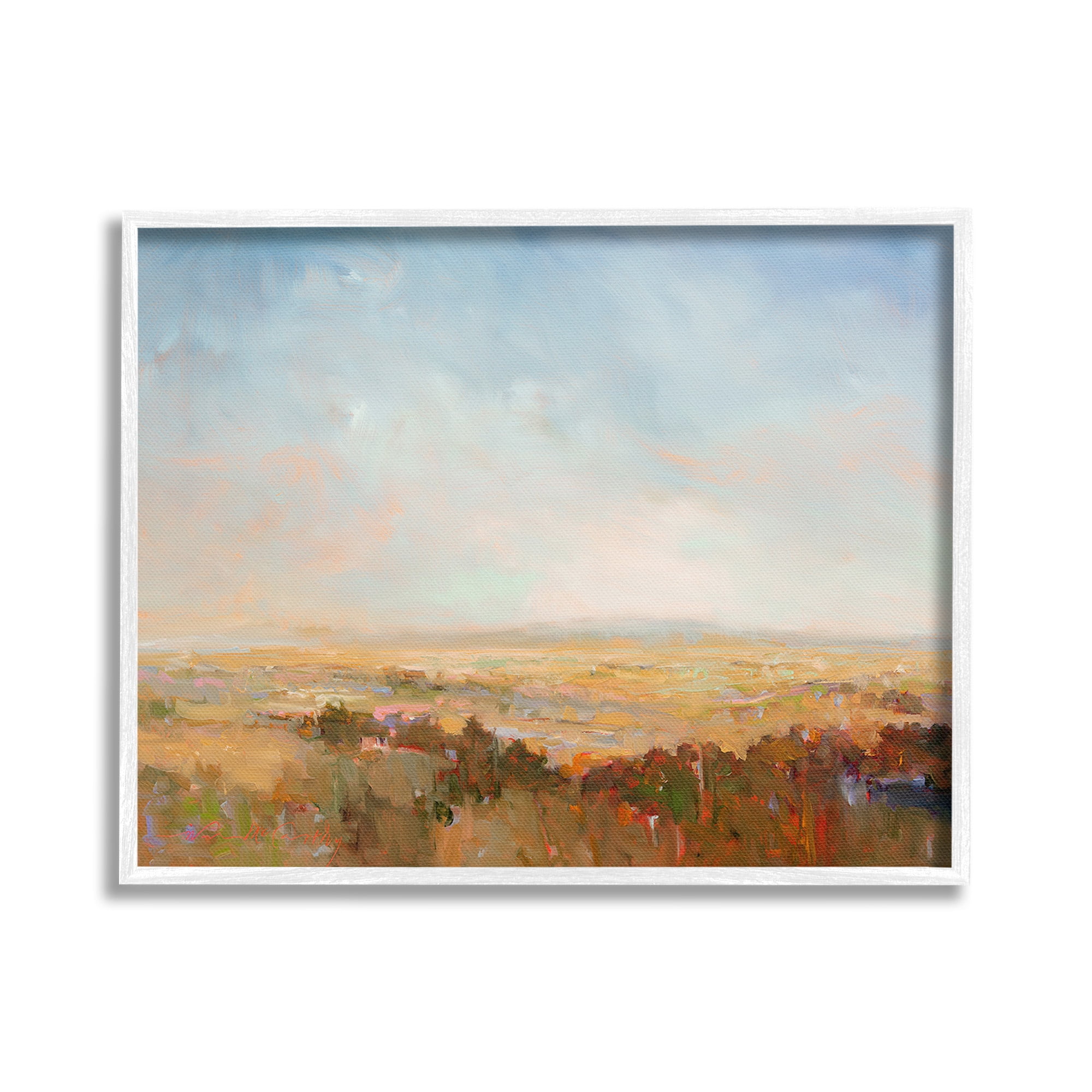 Stupell Industries Abstract Farmland Nature Landscape Painting White Framed Art Print Wall Art, 30 x 24