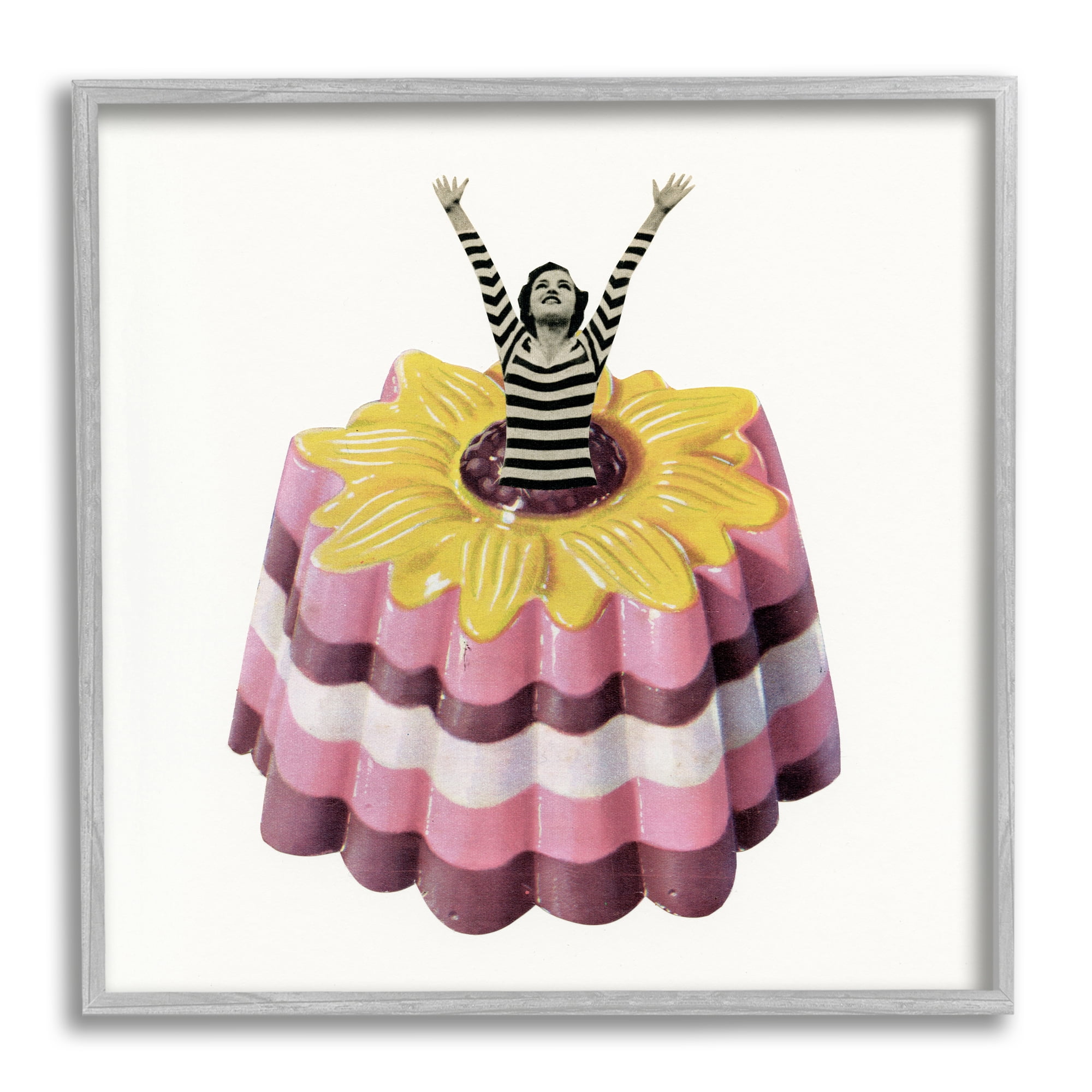 Stupell Industries Abstract Fashion Female Blancmange Custard Dessert Stripes Framed Wall Art, 17 x 17, Design by Cassia Beck