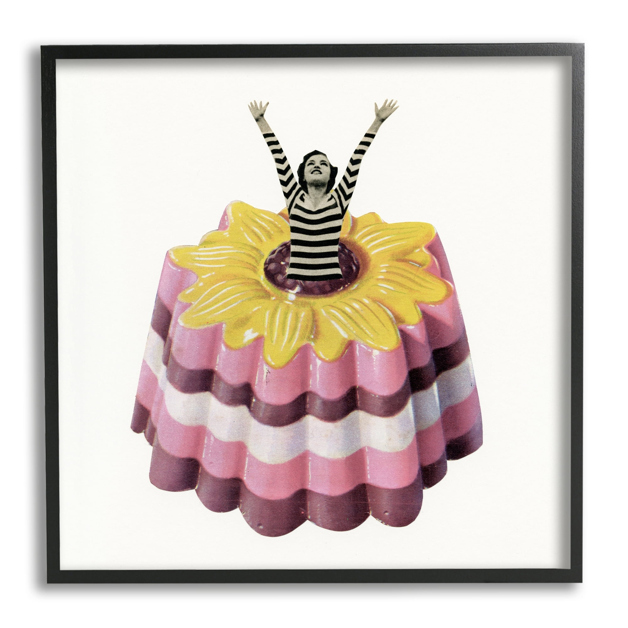 Stupell Industries Abstract Fashion Female Blancmange Custard Dessert Stripes Framed Wall Art, 24 x 24, Design by Cassia Beck