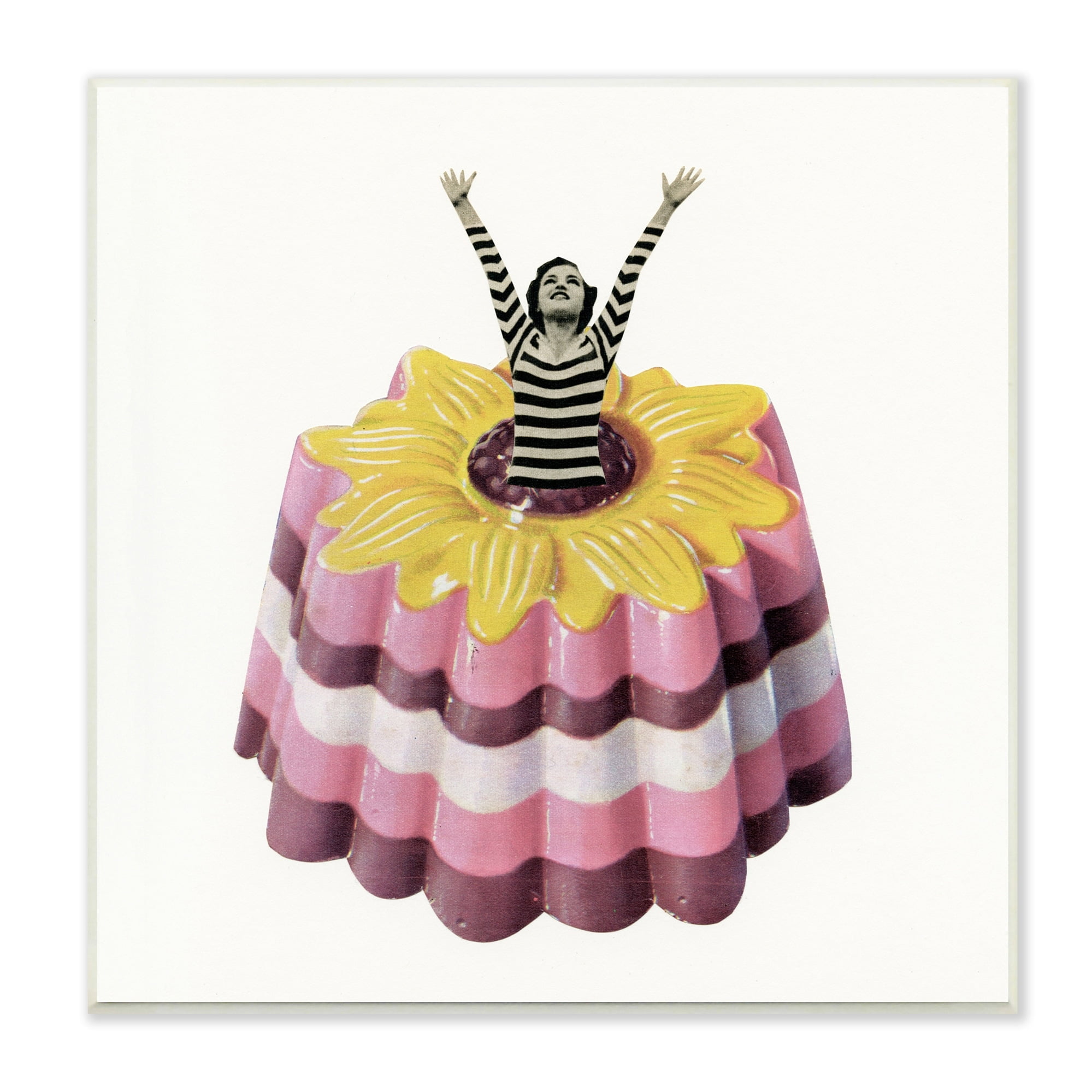 Stupell Industries Abstract Fashion Female Blancmange Custard Dessert Stripes Wood Wall Art, 12 x 12, Design by Cassia Beck