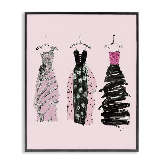 Stupell Industries Abstract Fashion Gowns Fashion Painting Black Framed Art Print Wall Art, 11 x 14