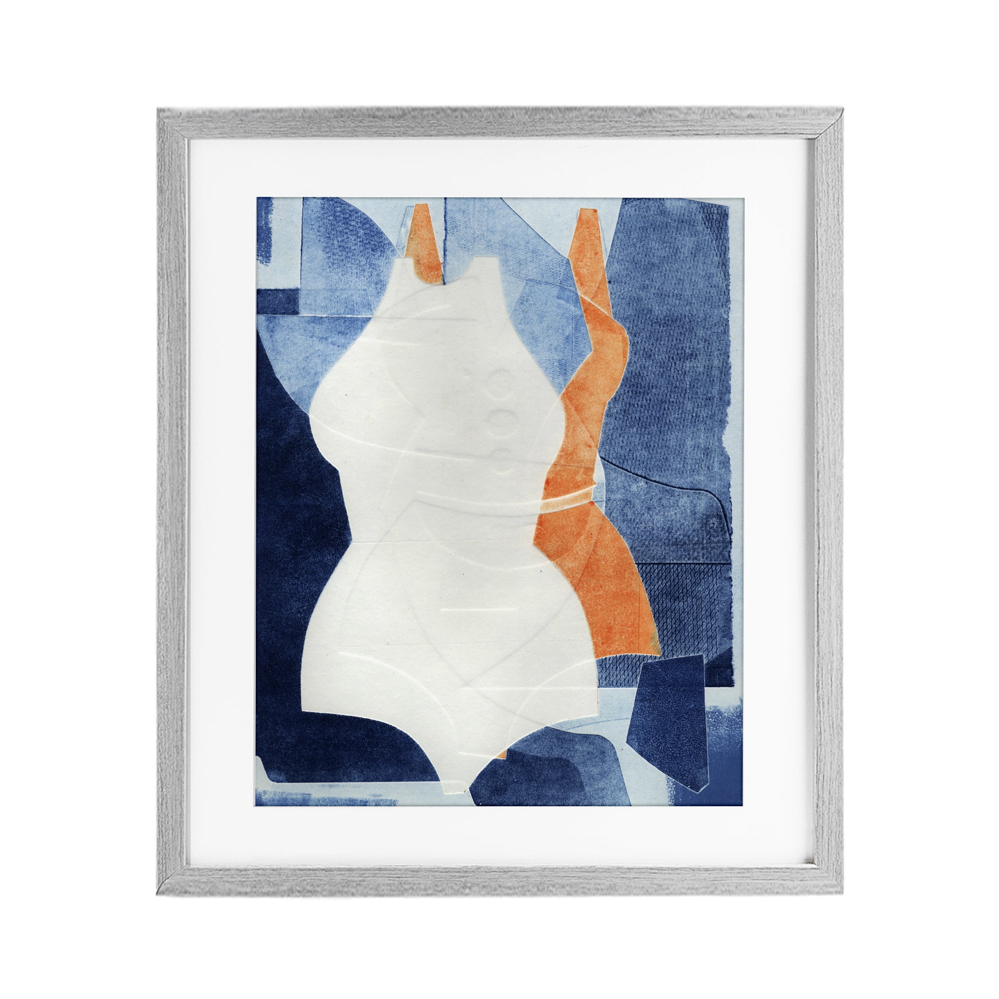 Stupell Industries Abstract Fashion Shapes Blue Gray Framed Print Under Glass, design by Stacy Milrany