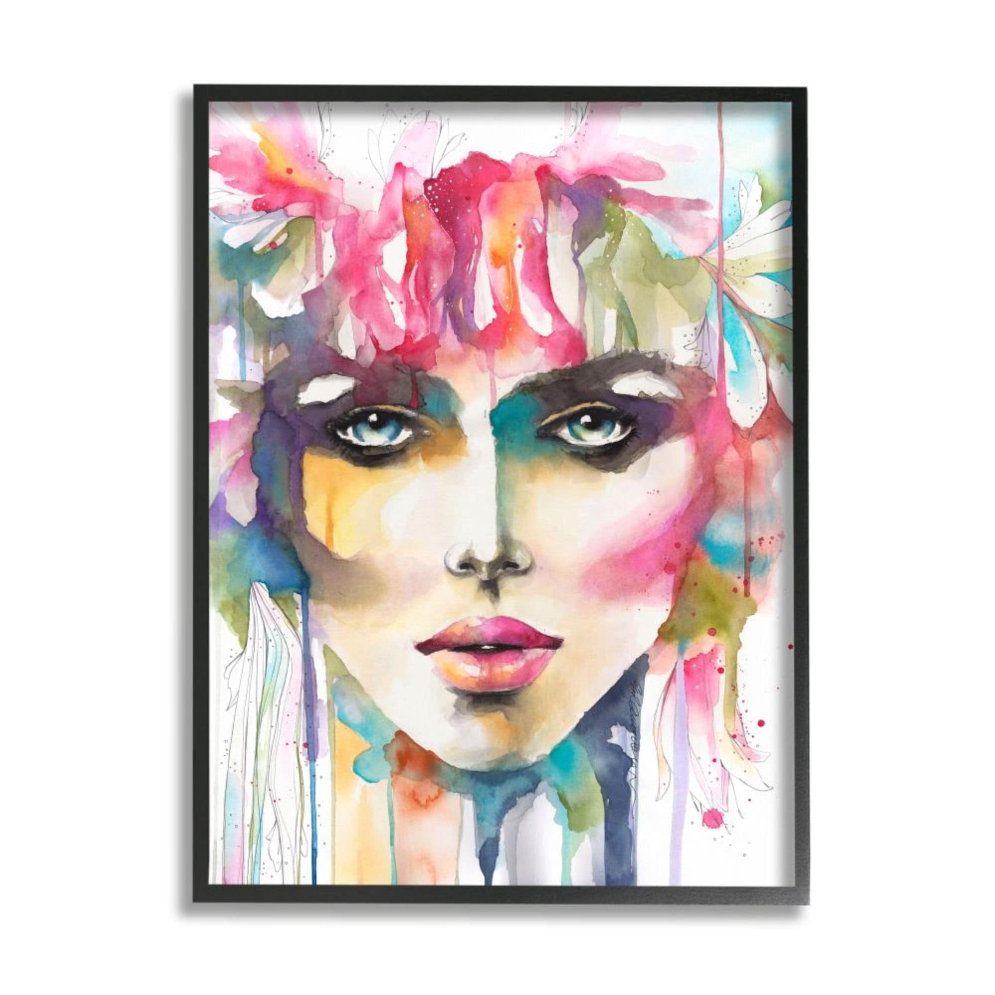 Stupell Industries Abstract Female Cosmetic Portrait Floral Crown Design by Elisaveta Stoilova