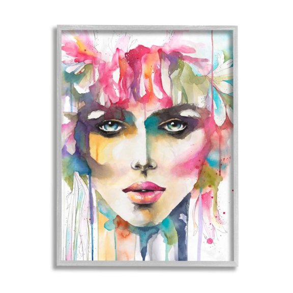 Stupell Industries Abstract Female Cosmetic Portrait Floral Crown Design by Elisaveta Stoilova