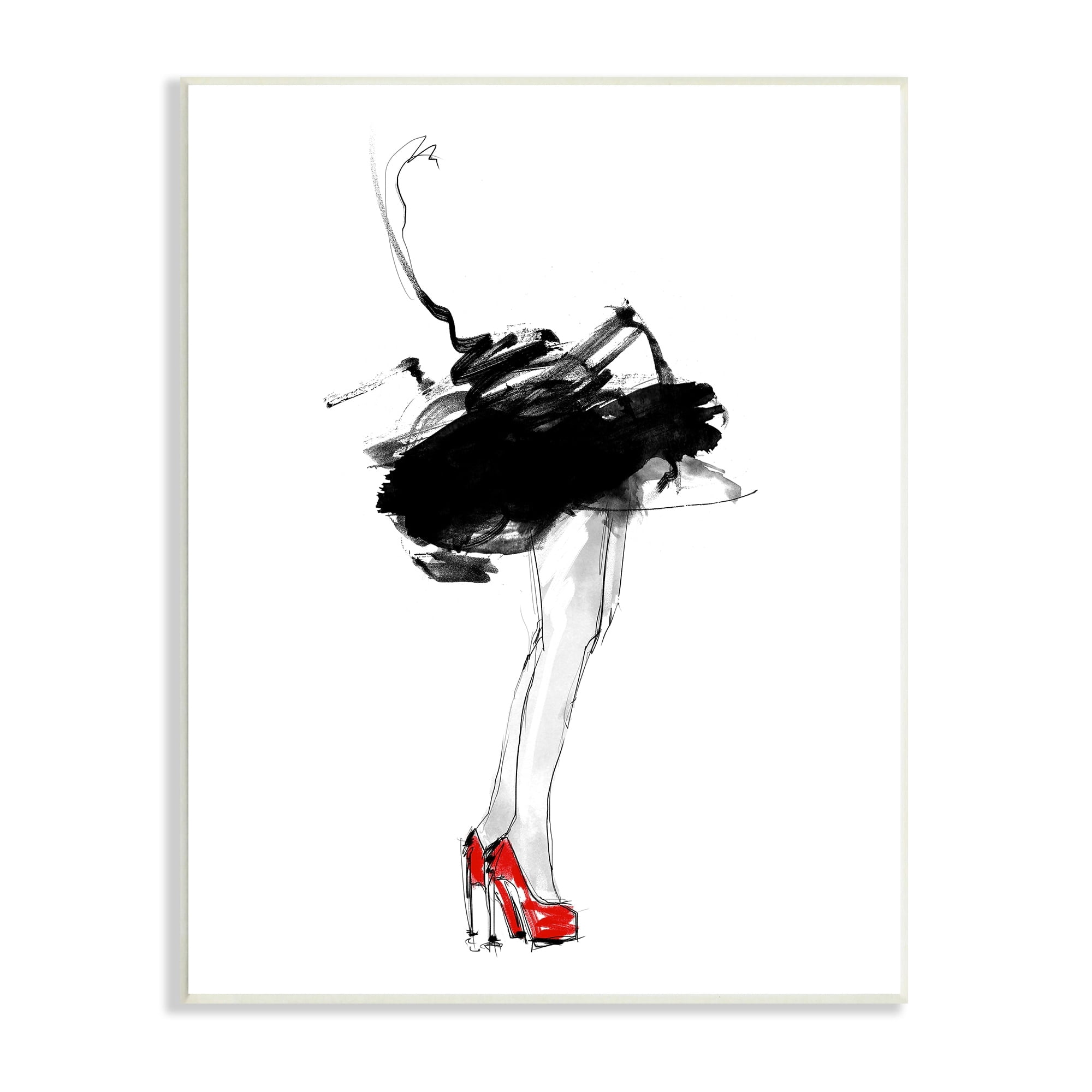 Stupell Industries Abstract Female Fashion Illustration Red Heels Tutu, 10 x 15,Design by Lotta Larsdotter