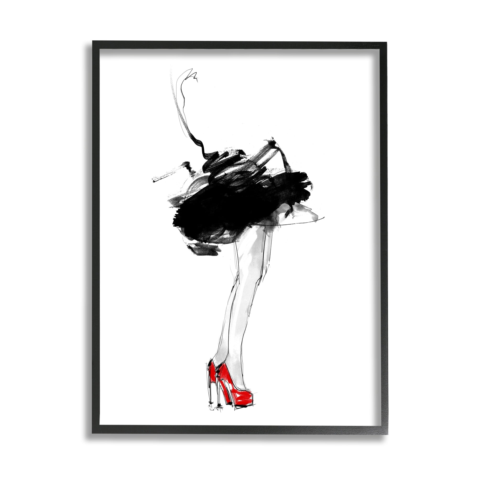Stupell Industries Abstract Female Fashion Illustration Red Heels Tutu, 11 x 14,Design by Lotta Larsdotter