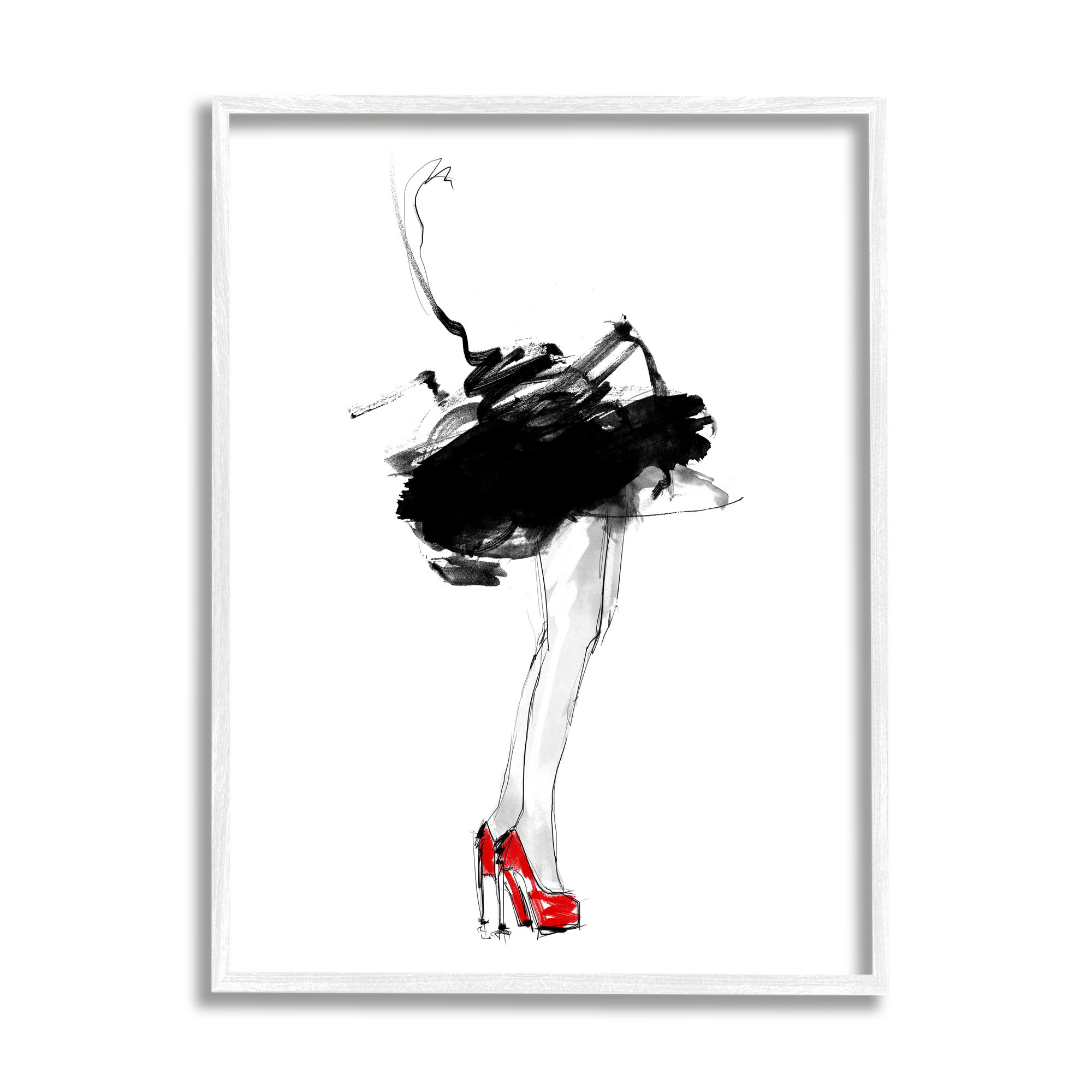 Stupell Industries Abstract Female Fashion Illustration Red Heels Tutu, 16 x 20,Design by Lotta Larsdotter