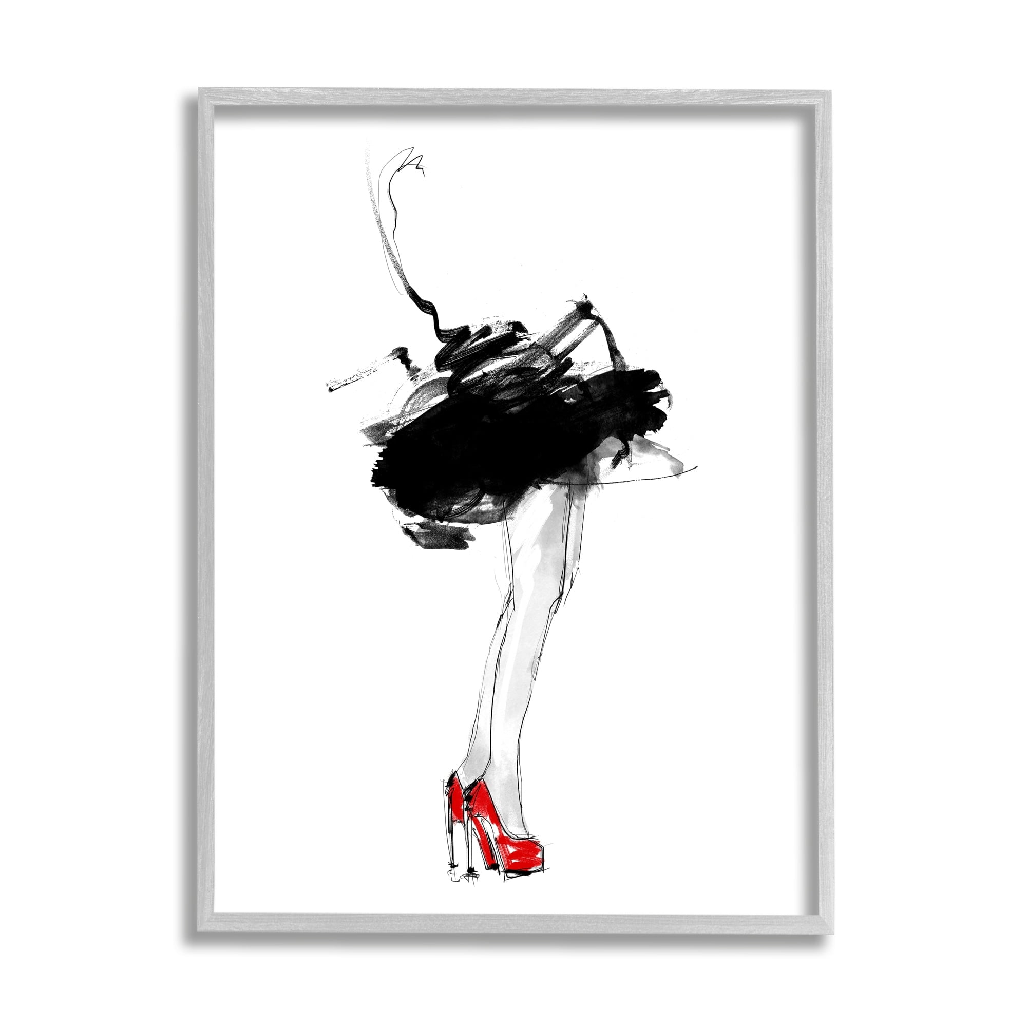 Stupell Industries Abstract Female Fashion Illustration Red Heels Tutu, 16 x 20,Design by Lotta Larsdotter