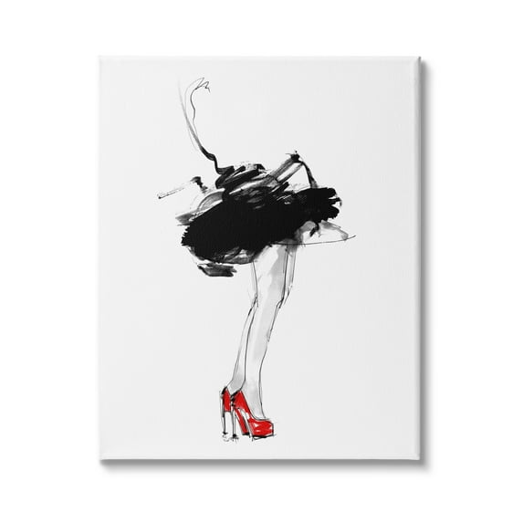 Stupell Industries Abstract Female Fashion Illustration Red Heels Tutu, 16 x 20,Design by Lotta Larsdotter