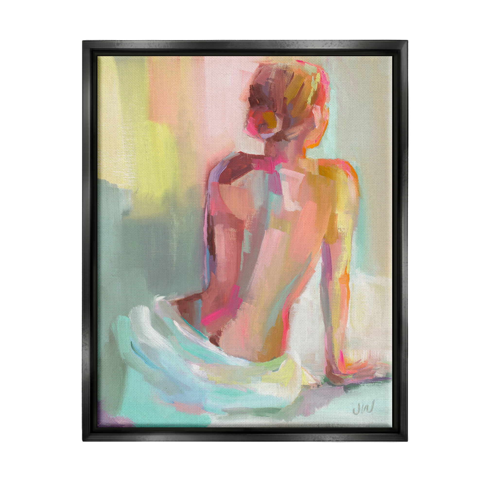 Stupell Industries Abstract Female Figure Study Abstract Painting Black Floater Framed Canvas Art Print Wall Art, 17 x 21