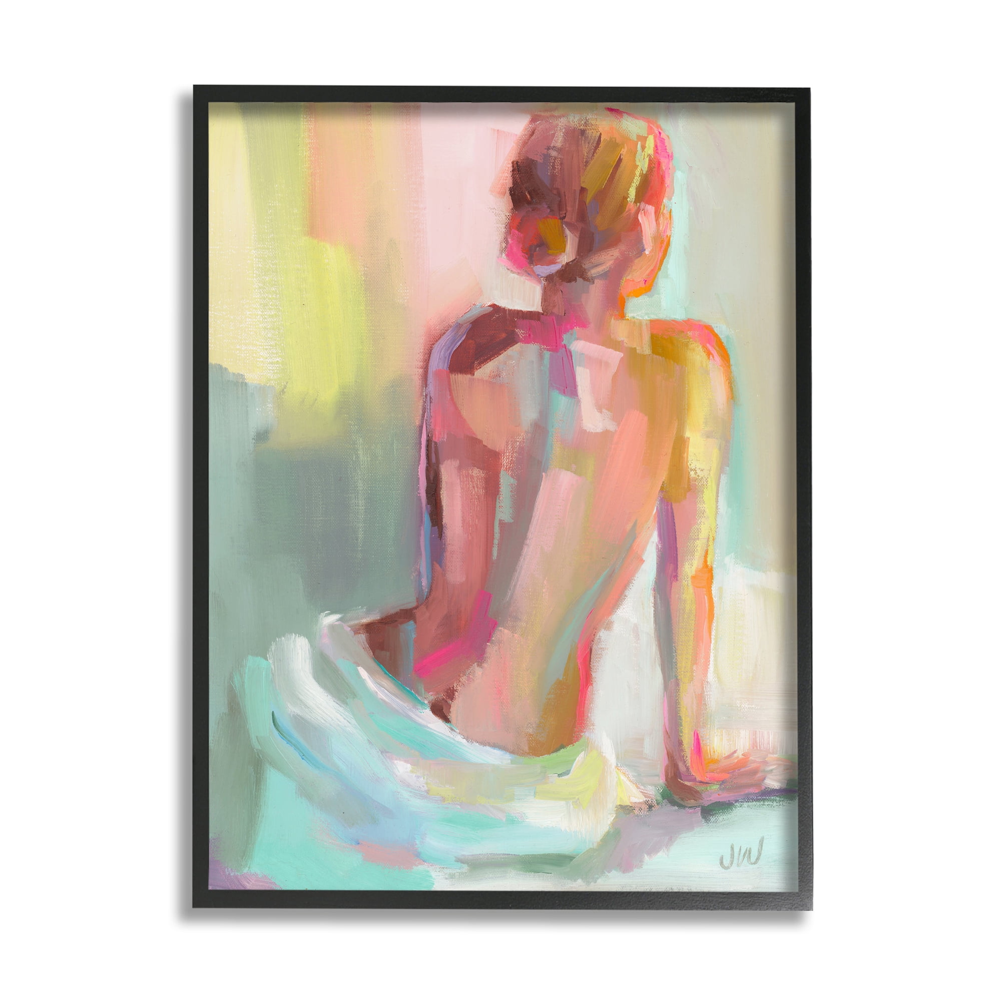 Stupell Industries Abstract Female Figure Study Abstract Painting Black Framed Art Print Wall Art, 24 x 30