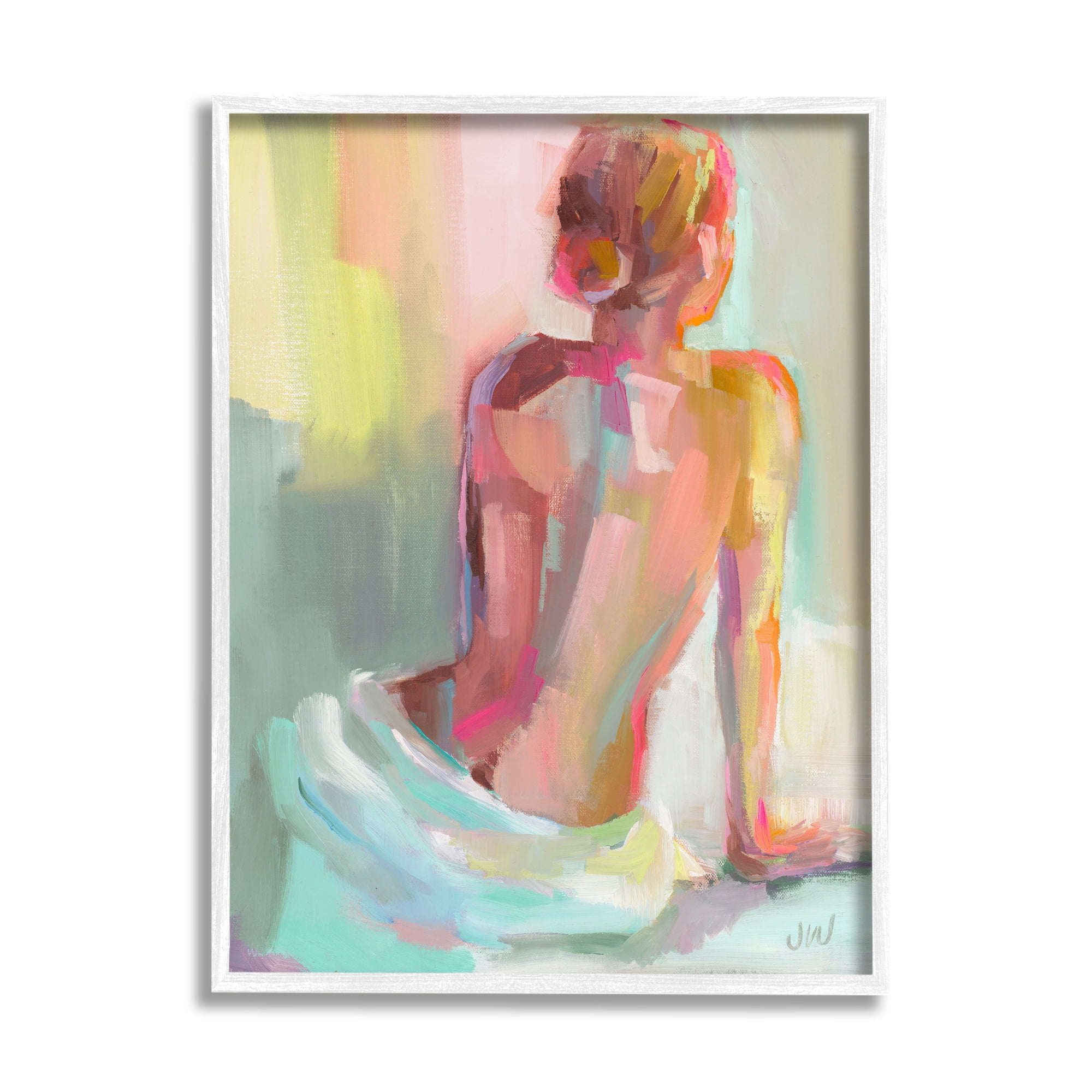 Stupell Industries Abstract Female Figure Study Abstract Painting White Framed Art Print Wall Art, 11 x 14