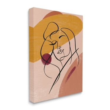 Stupell Industries Abstract Female Portrait Linework Warm Circular Shapes Canvas Wall Art by Ziwei Li