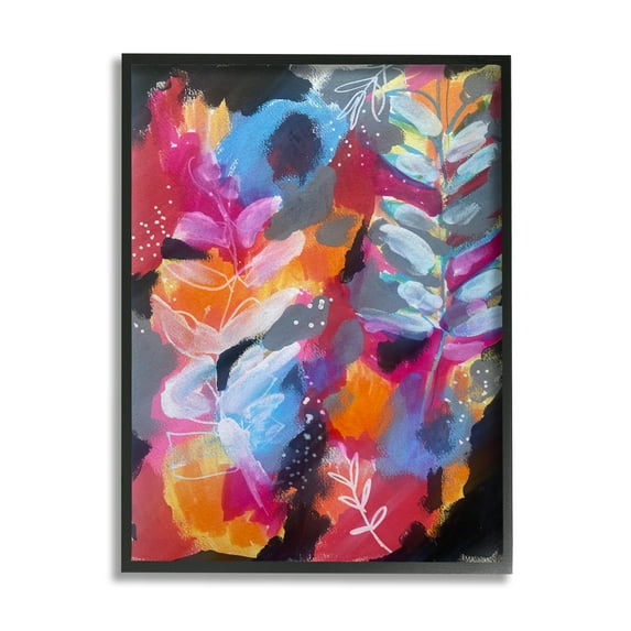 Stupell Industries Abstract Fern Leaves Botanical & Floral Painting Black Framed Art Print Wall Art, 24 x 30