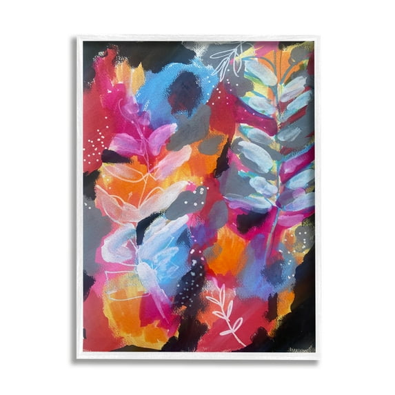 Stupell Industries Abstract Fern Leaves Botanical & Floral Painting White Framed Art Print Wall Art, 16 x 20