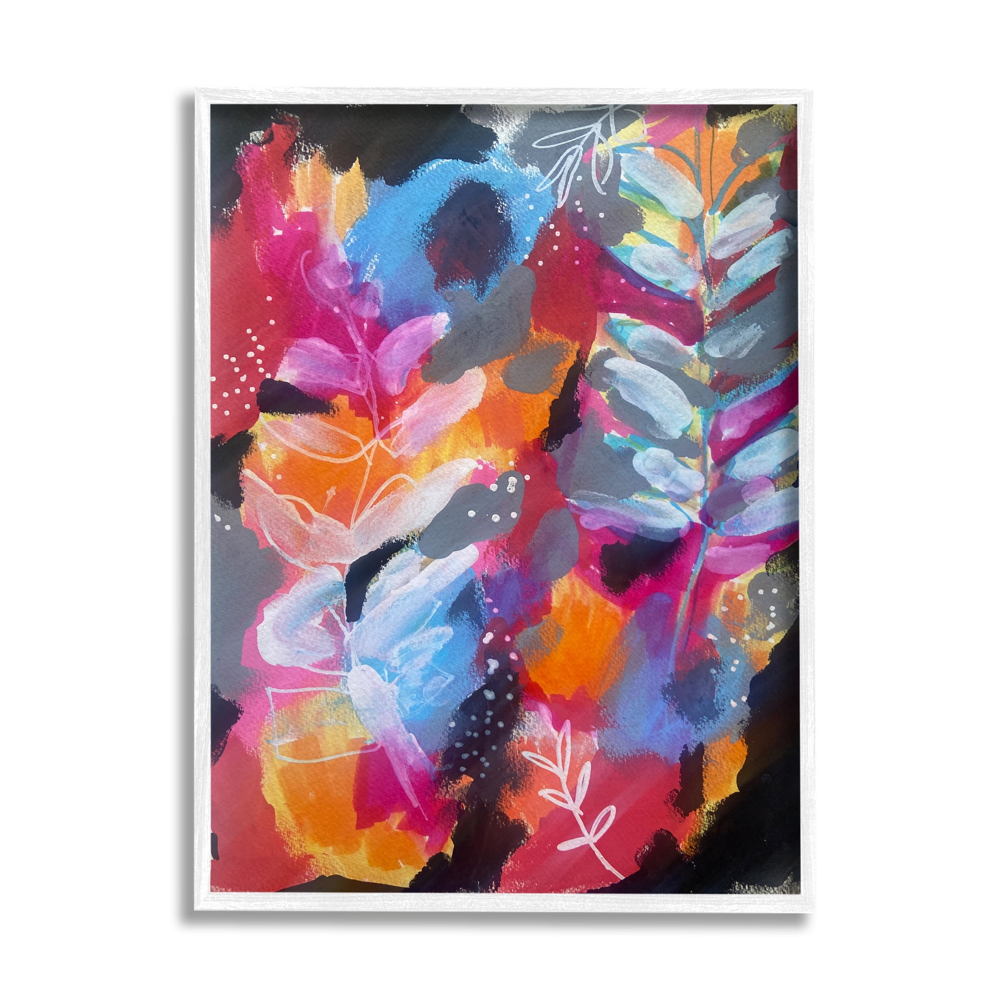 Stupell Industries Abstract Fern Leaves Botanical & Floral Painting White Framed Art Print Wall Art, 24 x 30