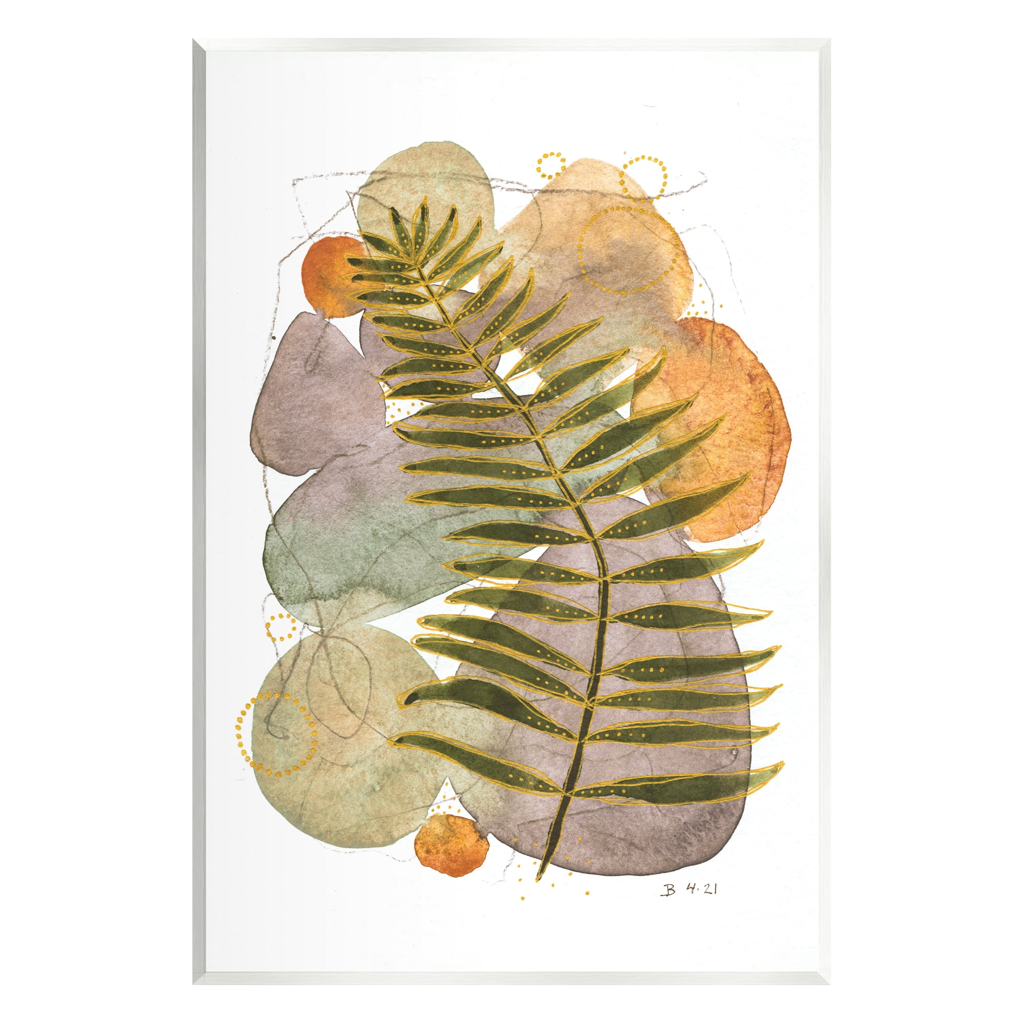 Stupell Industries Abstract Fern & Pebbles Botanical & Floral Painting Unframed Art Print Wall Art, 10 x 15