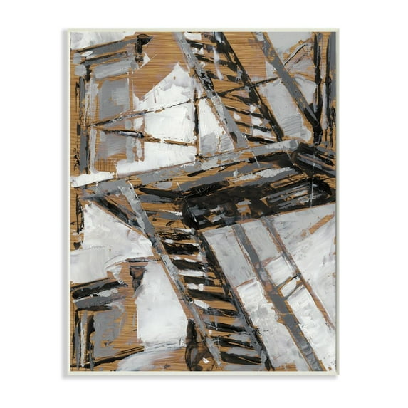 Stupell Industries Abstract Fire Escape Gold Silver City Painting Wall Plaque by Ethan Harper