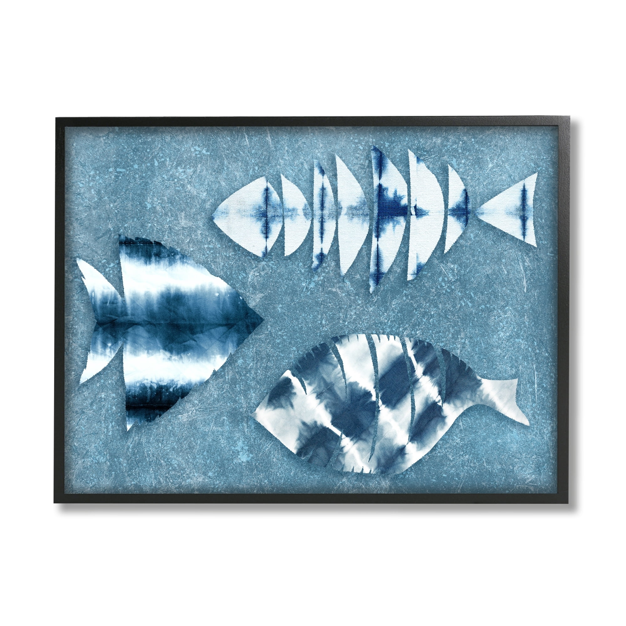 Stupell Industries Abstract Fish Silhouette Shapes Blue Tie Dye Pattern, 14 x 11,Design by Ziwei Li
