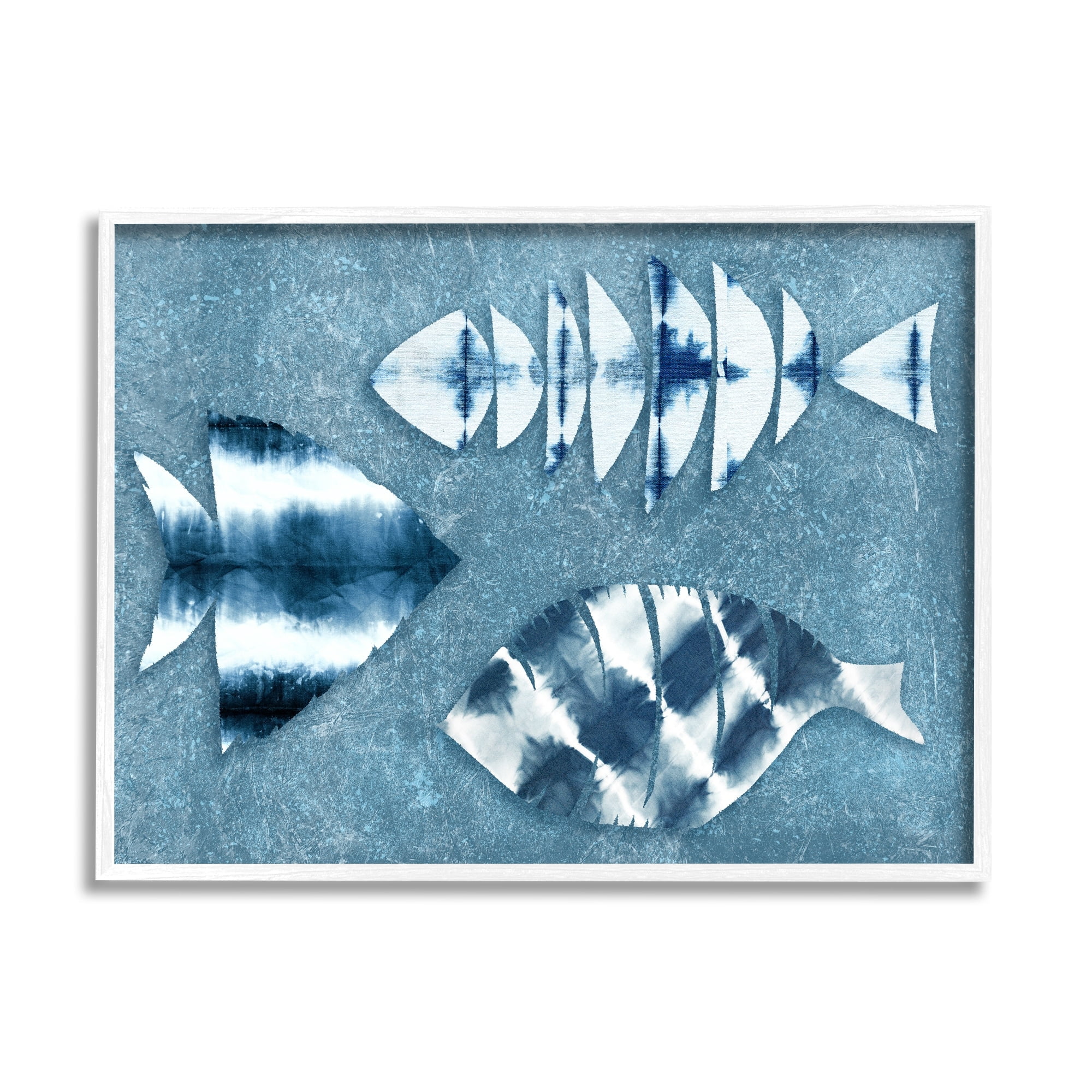 Stupell Industries Abstract Fish Silhouette Shapes Blue Tie Dye Pattern, 14 x 11,Design by Ziwei Li