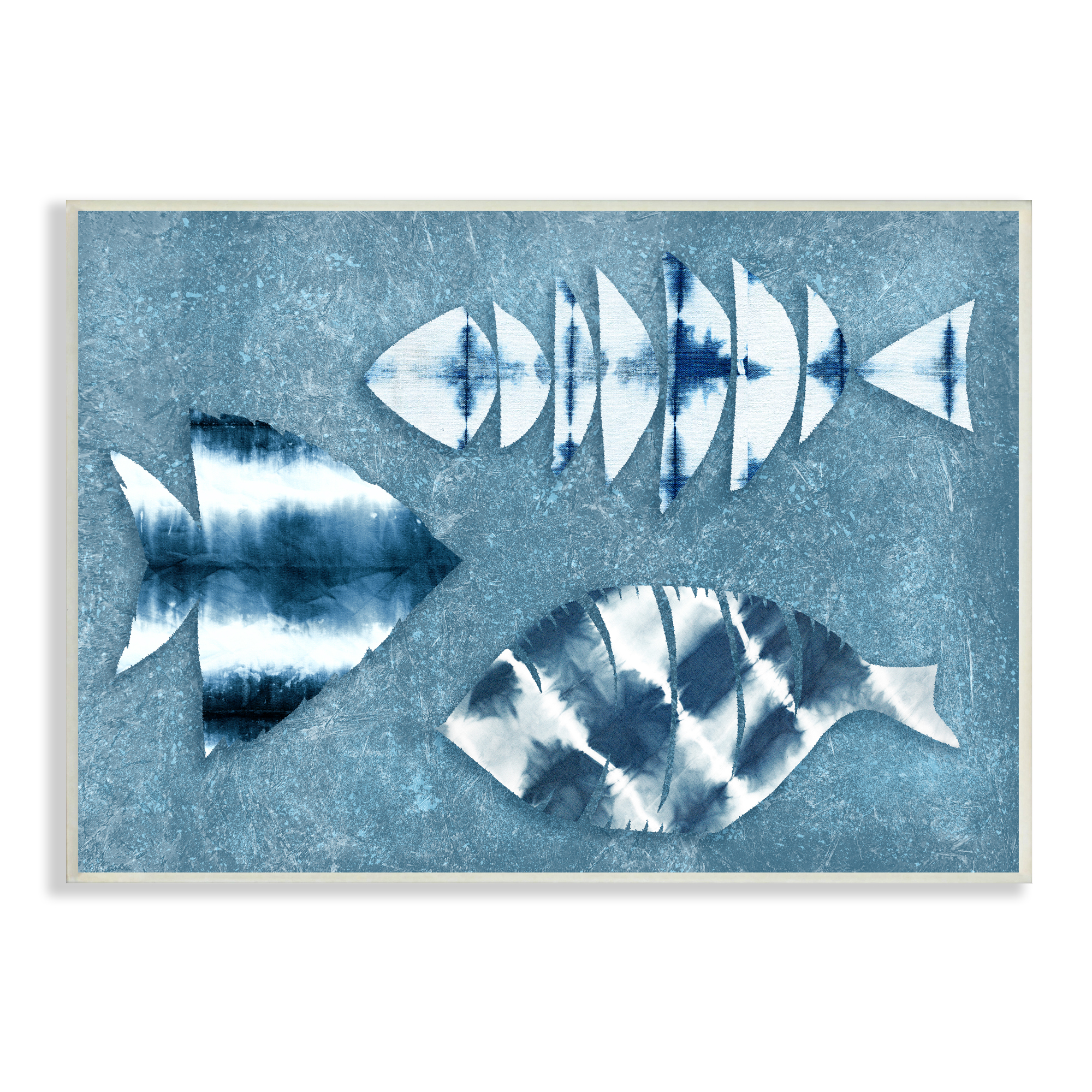 Stupell Industries Abstract Fish Silhouette Shapes Blue Tie Dye Pattern, 15 x 10,Design by Ziwei Li